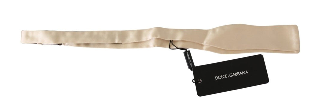 Dolce &amp; Gabbana Beige Slim Skinny Men Necktie 100% Silk Bowtie