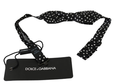 Dolce &amp;amp; Gabbana Svart Prickig Herrslips Papillon 100% Sidenfluga