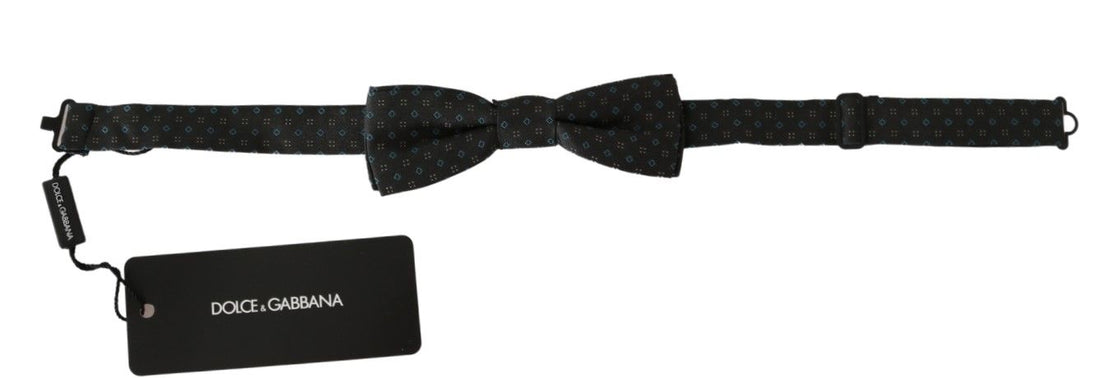 Dolce &amp; Gabbana Gray Patterned Mens Necktie Papillon 100% Silk Bow Tie