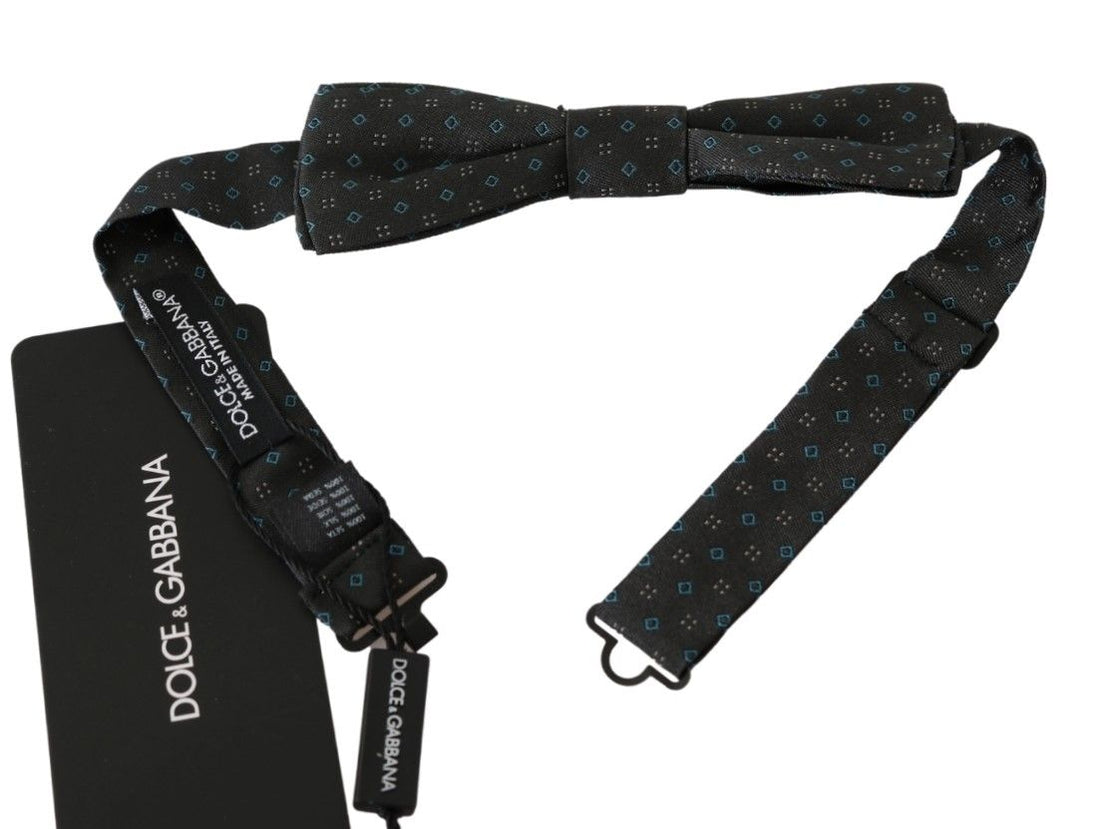 Dolce &amp; Gabbana Gray Patterned Mens Necktie Papillon 100% Silk Bow Tie