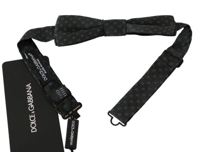 Dolce &amp; Gabbana Gray Patterned Mens Necktie Papillon 100% Silk Bow Tie