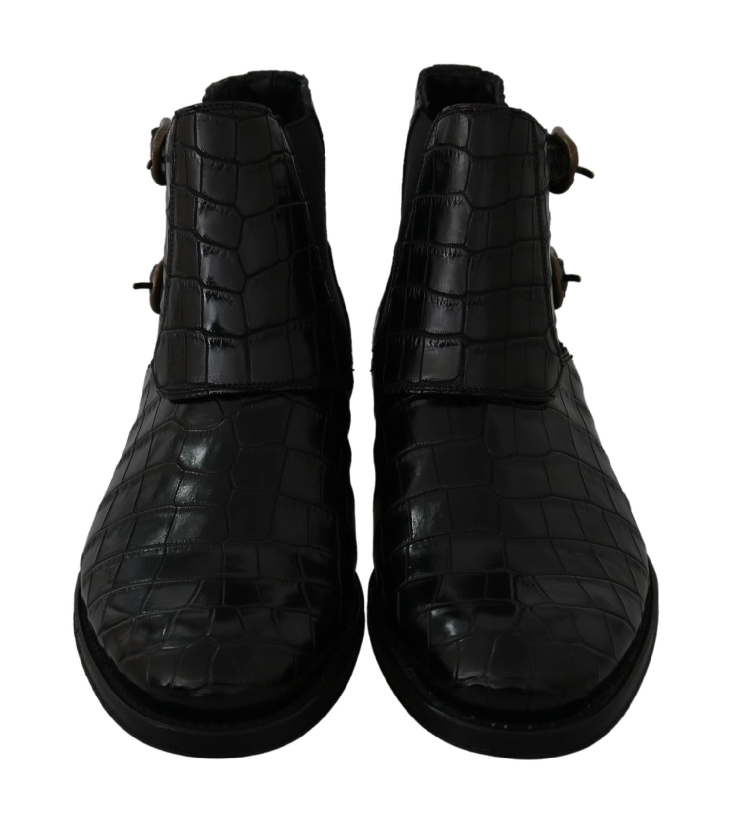 Dolce &amp; Gabbana Black Crocodile Leather Derby Boots Shoes