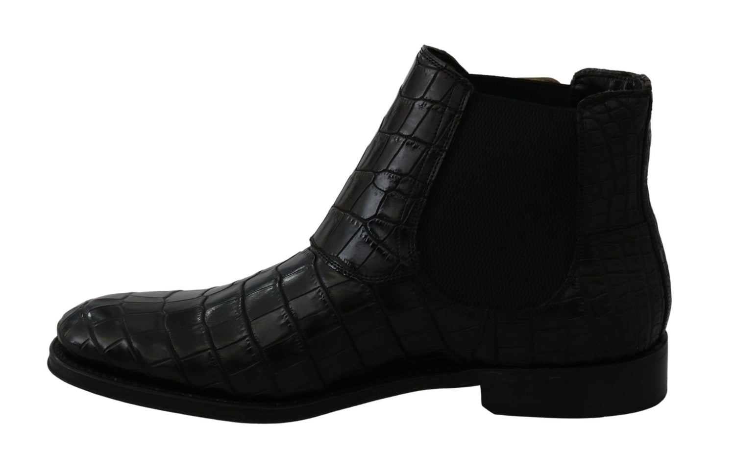 Dolce &amp; Gabbana Black Crocodile Leather Derby Boots Shoes