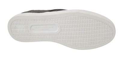 Dolce &amp;amp; Gabbana Grå Läder Platta Caiman Herrloafers Skor