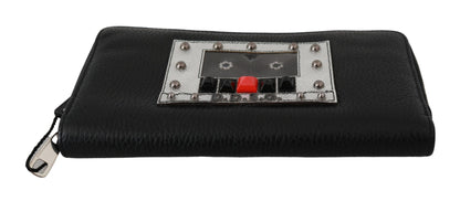 Dolce &amp;amp; Gabbana Svart Herrplånbok med Dragkedja Continental-Plånbok i 100 % Läder