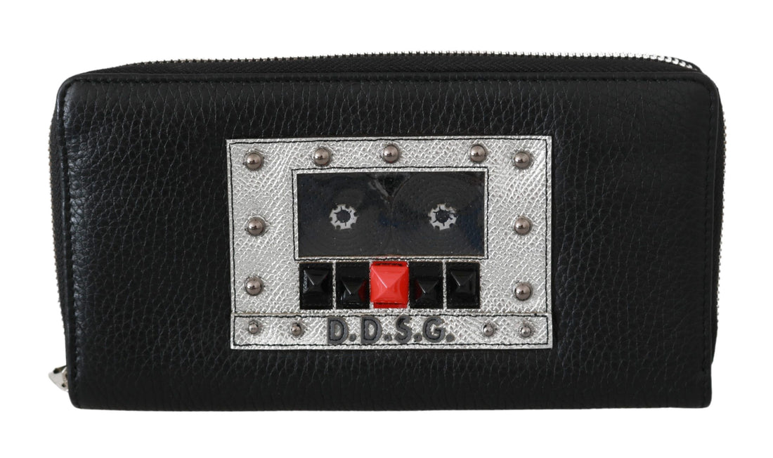Dolce &amp;amp; Gabbana Svart Herrplånbok med Dragkedja Continental-Plånbok i 100 % Läder