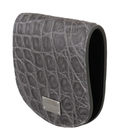 Dolce &amp; Gabbana Gray Exotic Skin Condom Case Holder Pocket Wallet