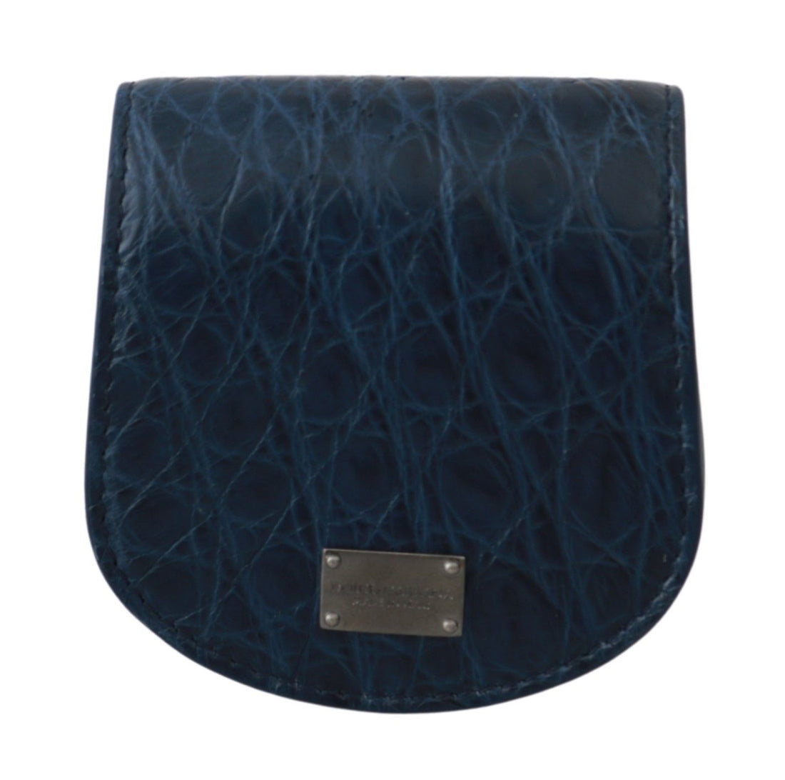 Dolce &amp; Gabbana Blue Holder Pocket Wallet Blue Exotic Skin Condom Case