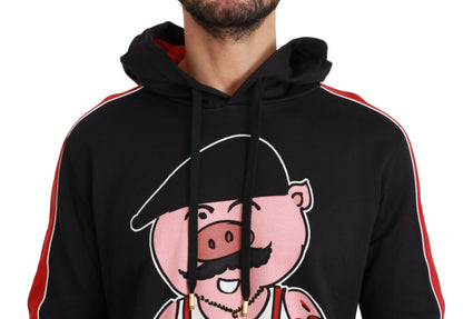 Dolce &amp; Gabbana Black Pig of the Year Hooded Sweater