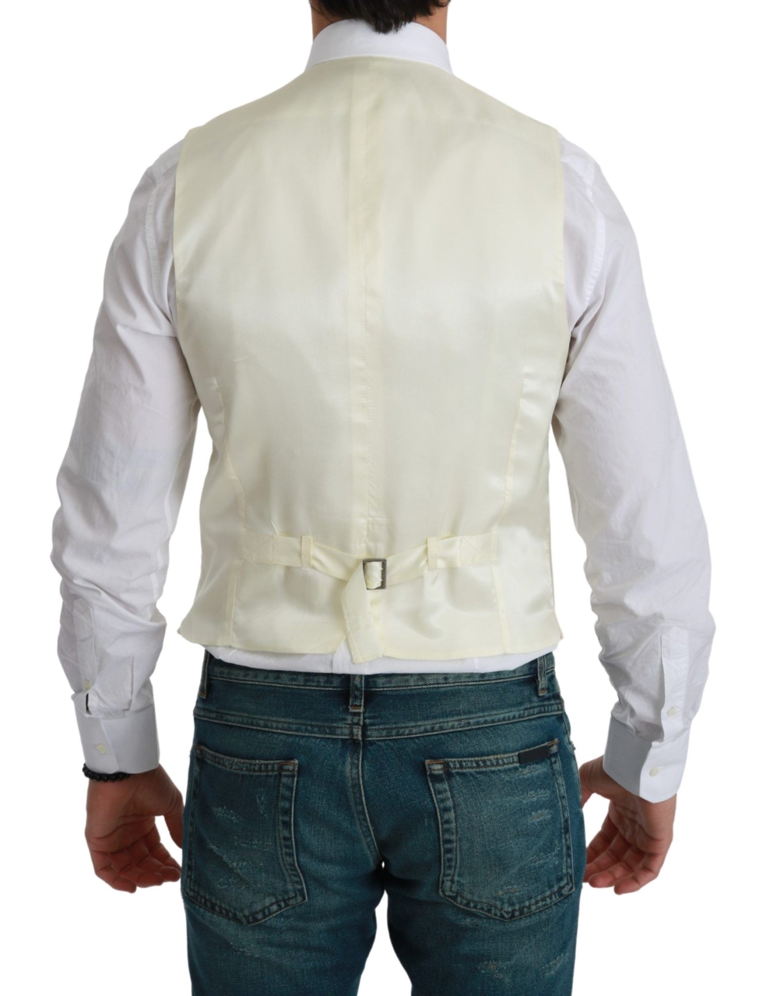 Dolce &amp; Gabbana White Waistcoat Formal Wool  Vest