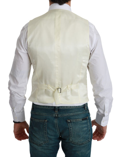 Dolce &amp; Gabbana White Waistcoat Formal Wool  Vest