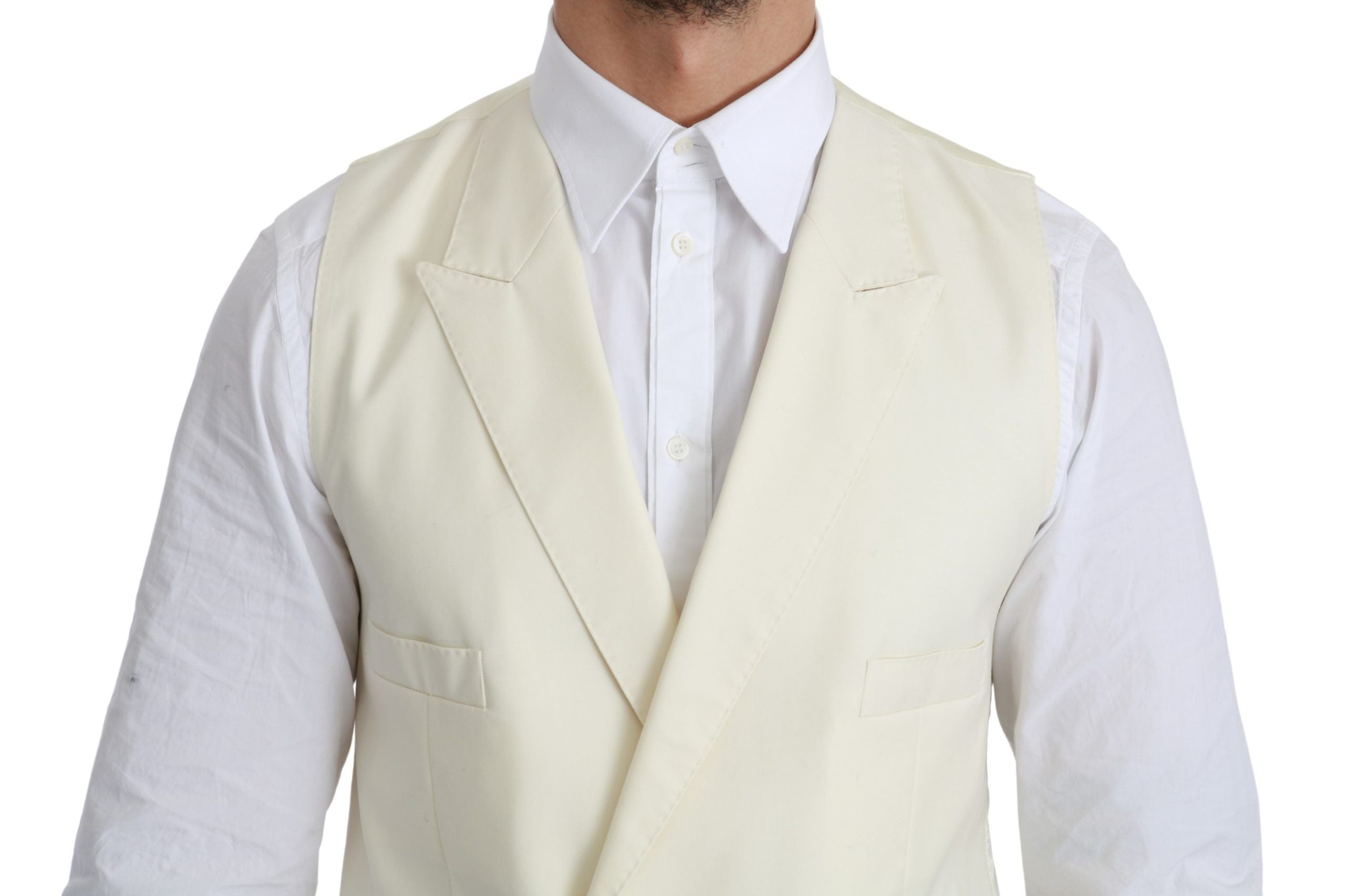 Dolce &amp; Gabbana White Waistcoat Formal Wool  Vest