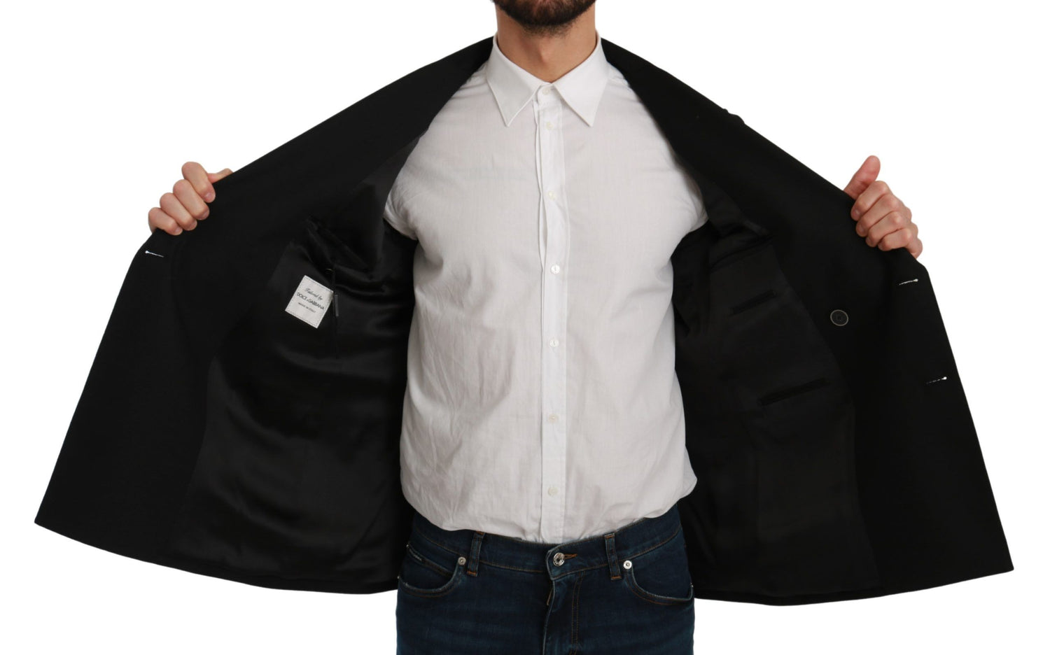 Dolce &amp;amp; Gabbana Svart Slim Fit Jacka Kappa Ullkavaj