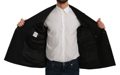 Dolce &amp;amp; Gabbana Svart Slim Fit Jacka Kappa Ullkavaj