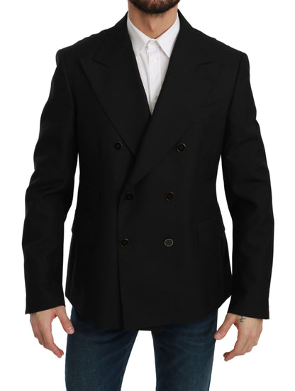 Dolce &amp;amp; Gabbana Svart Slim Fit Jacka Kappa Ullkavaj