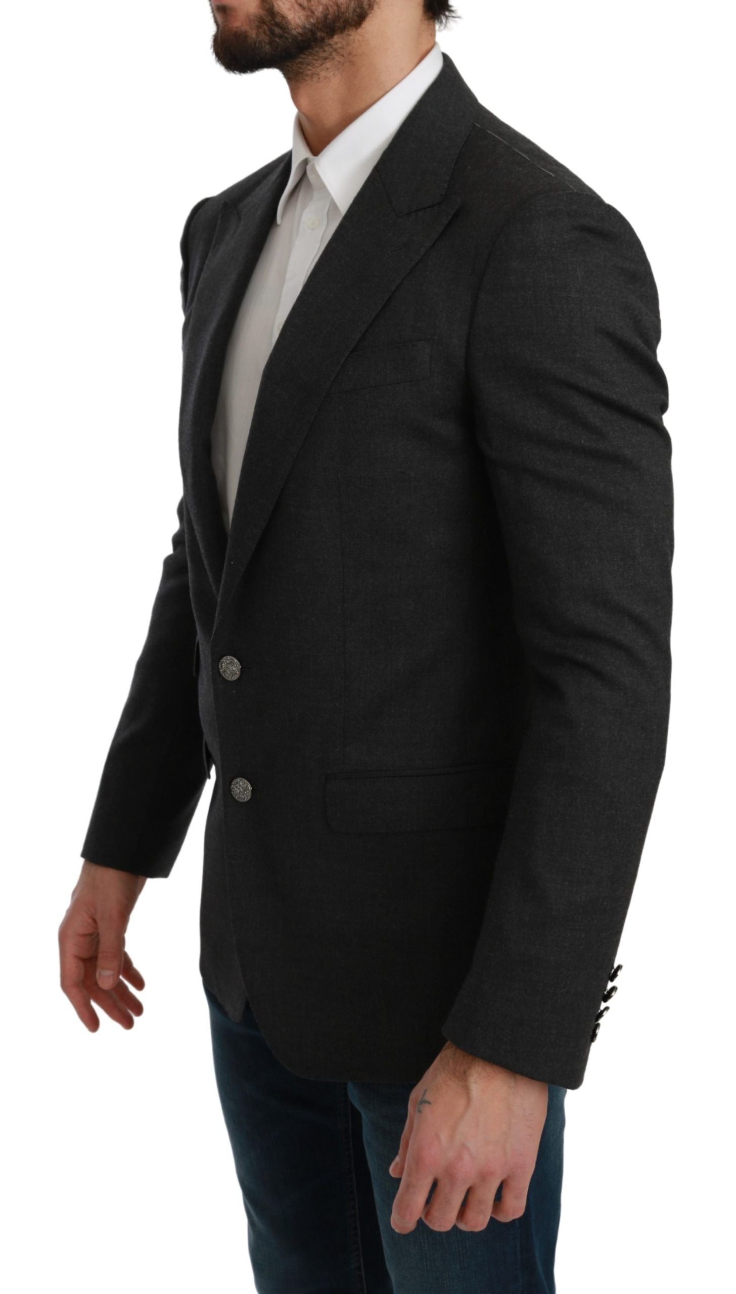 Dolce &amp; Gabbana Gray NAPOLI Slim Fit Jacket Wool Blazer