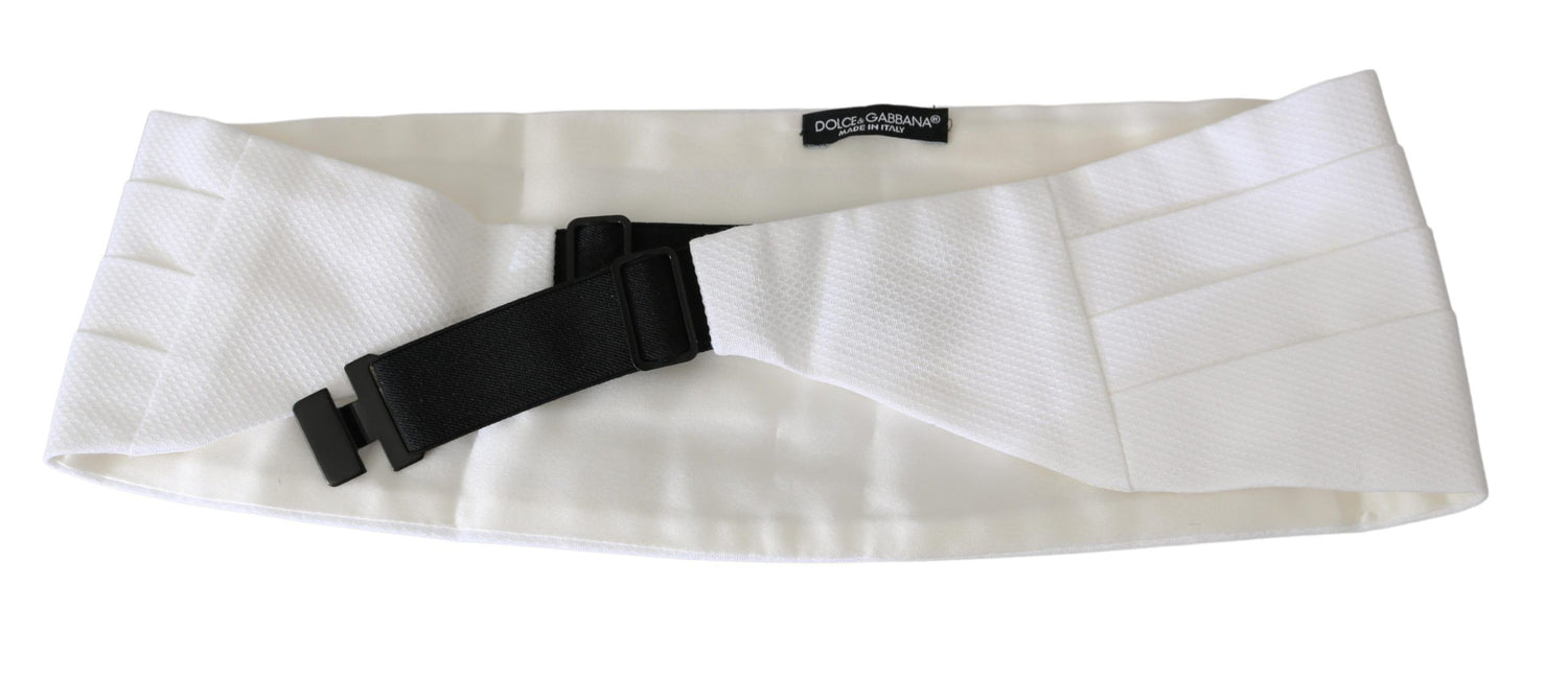 Dolce &amp; Gabbana White Men Waist Belt Cotton Cummerbund