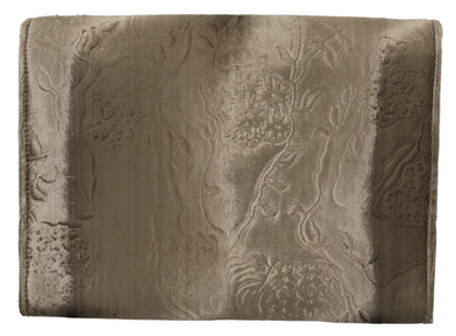 Dolce &amp;amp; Gabbana Beige Sammet Blommig Läder Herrdokumentportfölj