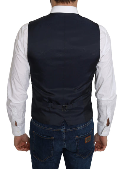Dolce &amp;amp; Gabbana Blå Siden Romb Mönstrad Formell Kappa Väst