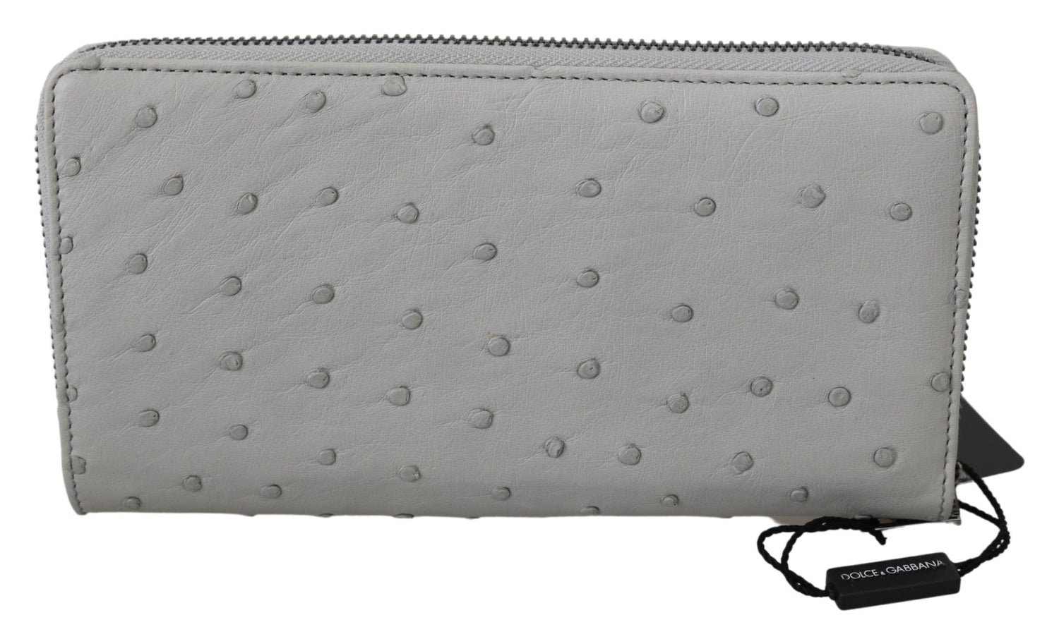 Dolce &amp;amp; Gabbana Vitt Strutsläder Continental Herr Clutch Plånbok