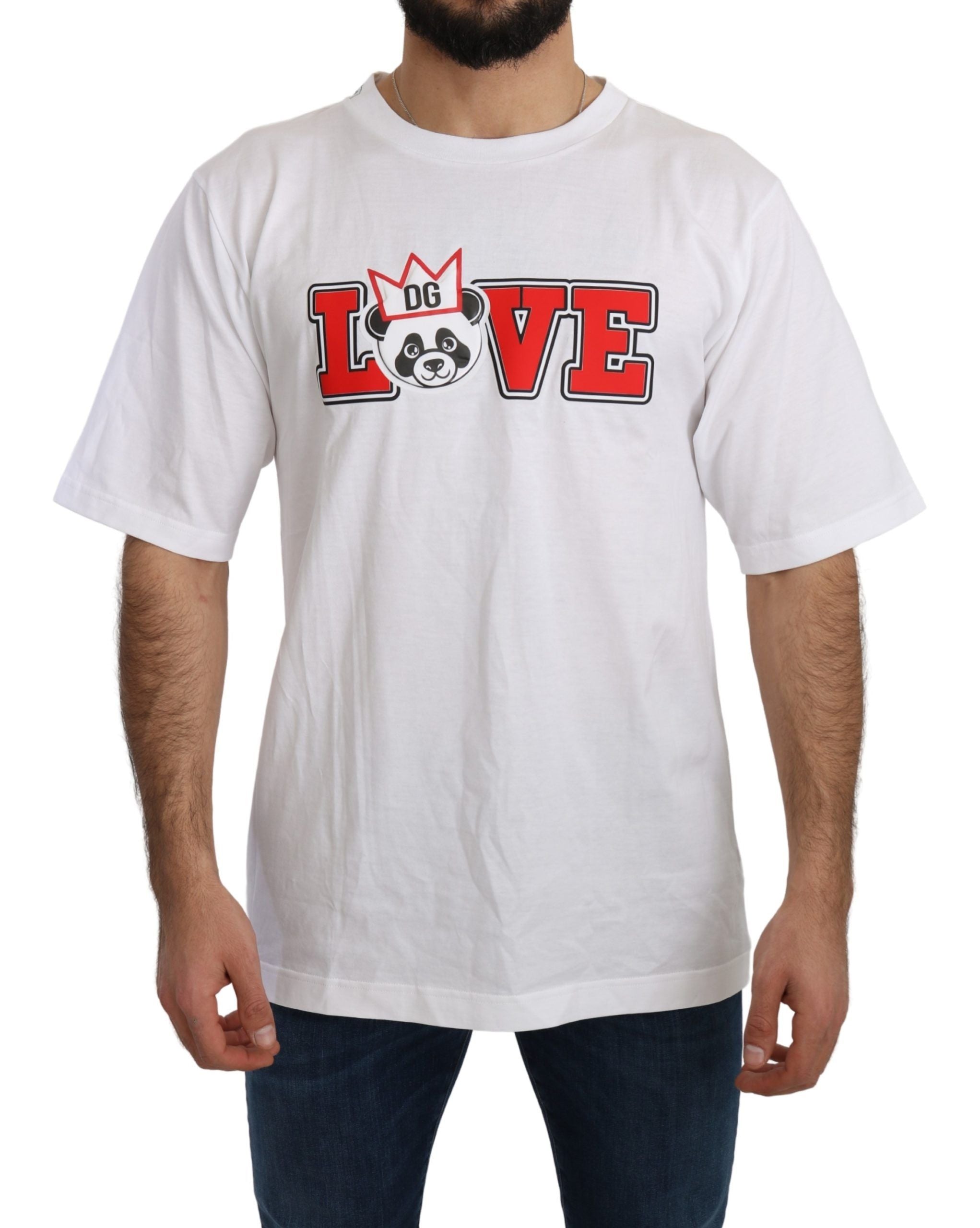 Dolce &amp;amp; Gabbana Vit Love Panda Mönstrad Topp T-shirt