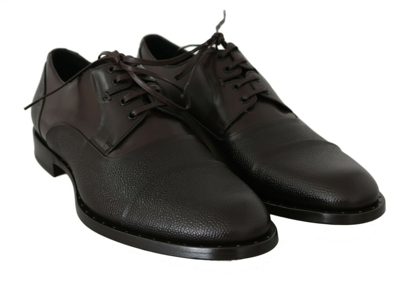 Dolce &amp; Gabbana Brown Leather Laceups Dress Mens Shoes