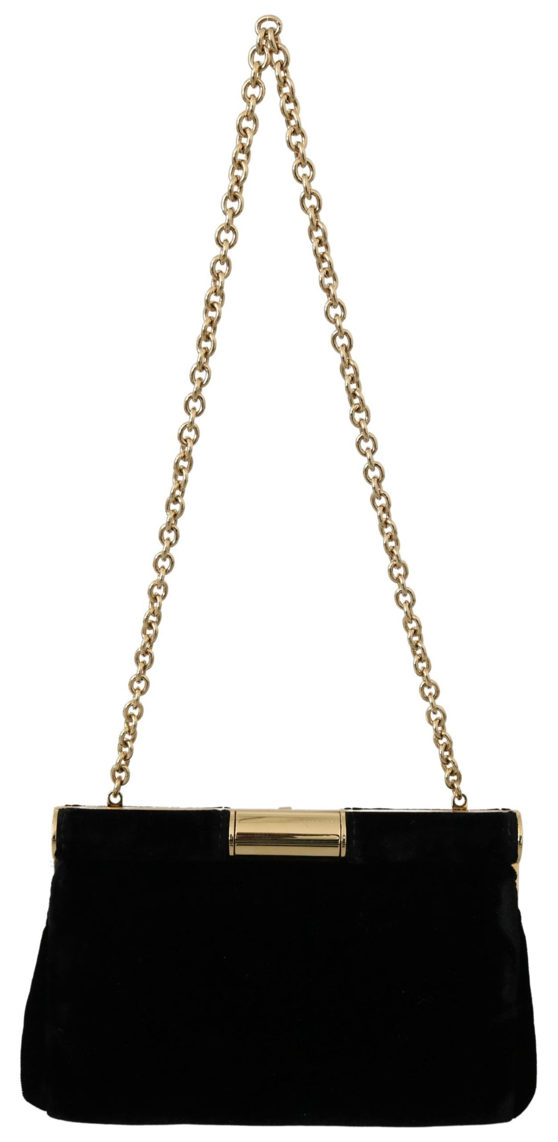 Dolce &amp; Gabbana Black Velvet Crystal Studs Women Crossbody Sling Borse Bag