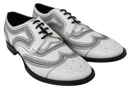 Dolce &amp;amp; Gabbana Vita Läder Derby Formella Svarta Spetsskor