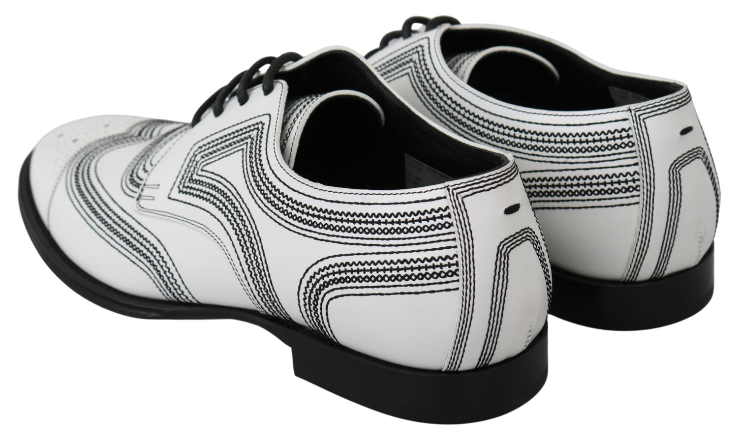 Dolce &amp;amp; Gabbana Vita Läder Derby Formella Svarta Spetsskor