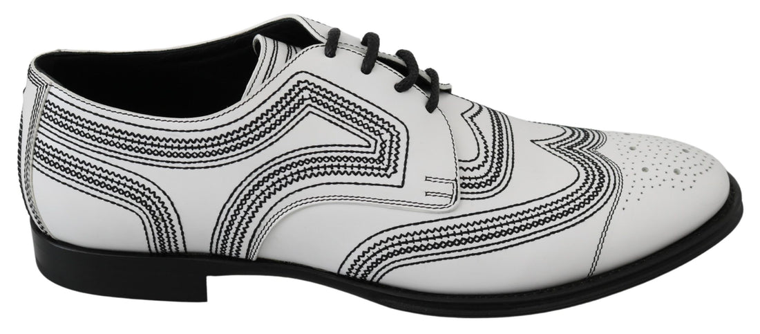 Dolce &amp;amp; Gabbana Vita Läder Derby Formella Svarta Spetsskor