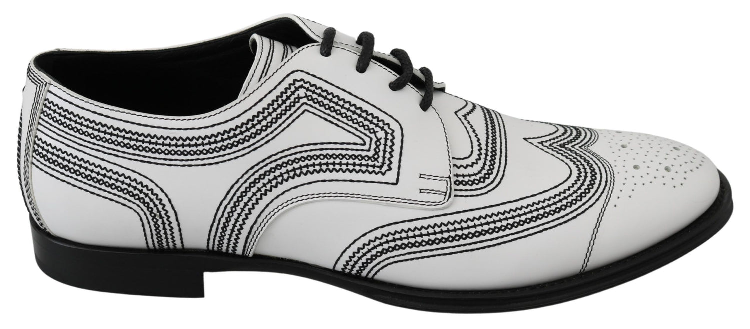 Dolce &amp;amp; Gabbana Vita Läder Derby Formella Svarta Spetsskor