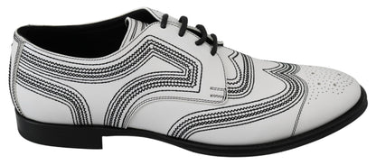 Dolce &amp;amp; Gabbana Vita Läder Derby Formella Svarta Spetsskor