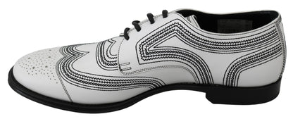 Dolce &amp;amp; Gabbana Vita Läder Derby Formella Svarta Spetsskor