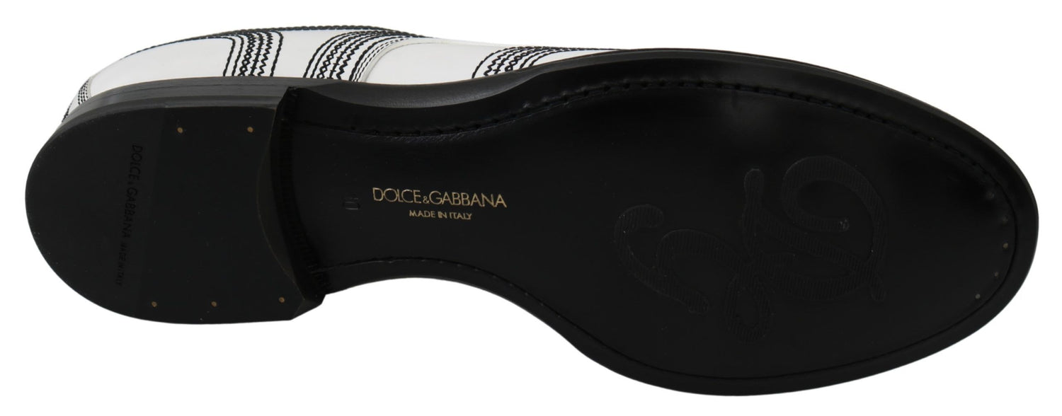 Dolce &amp;amp; Gabbana Vita Läder Derby Formella Svarta Spetsskor