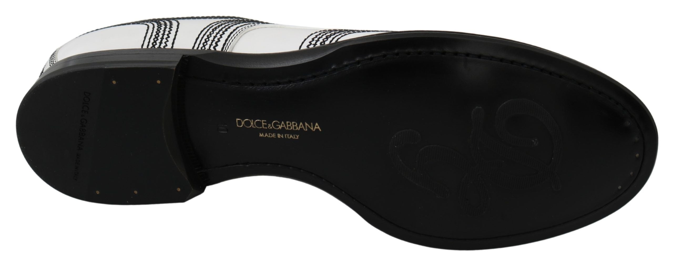 Dolce &amp;amp; Gabbana Vita Läder Derby Formella Svarta Spetsskor