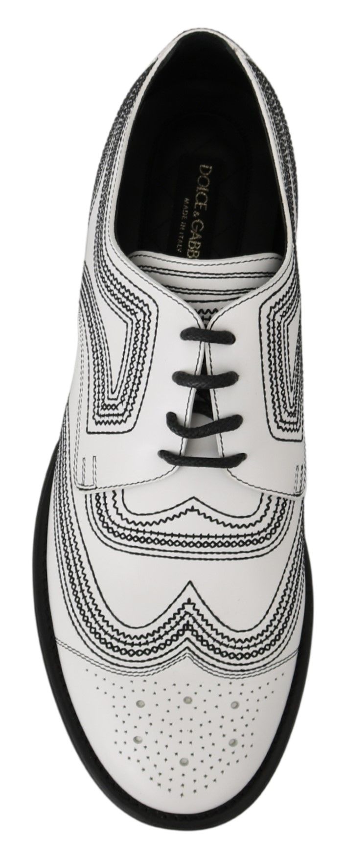 Dolce &amp;amp; Gabbana Vita Läder Derby Formella Svarta Spetsskor