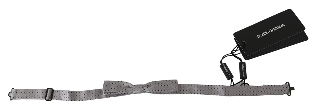 Dolce &amp; Gabbana Gray Polka Dot Mens Necktie Papillon Bow Tie