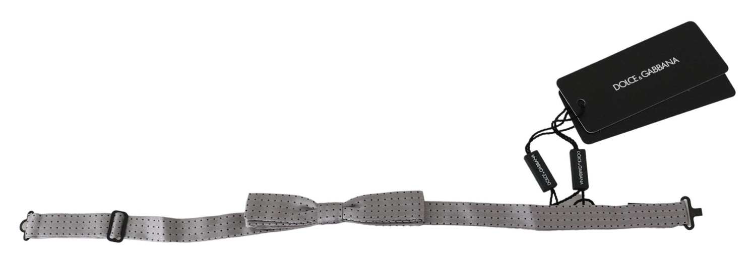 Dolce &amp; Gabbana Gray Polka Dot Mens Necktie Papillon Bow Tie
