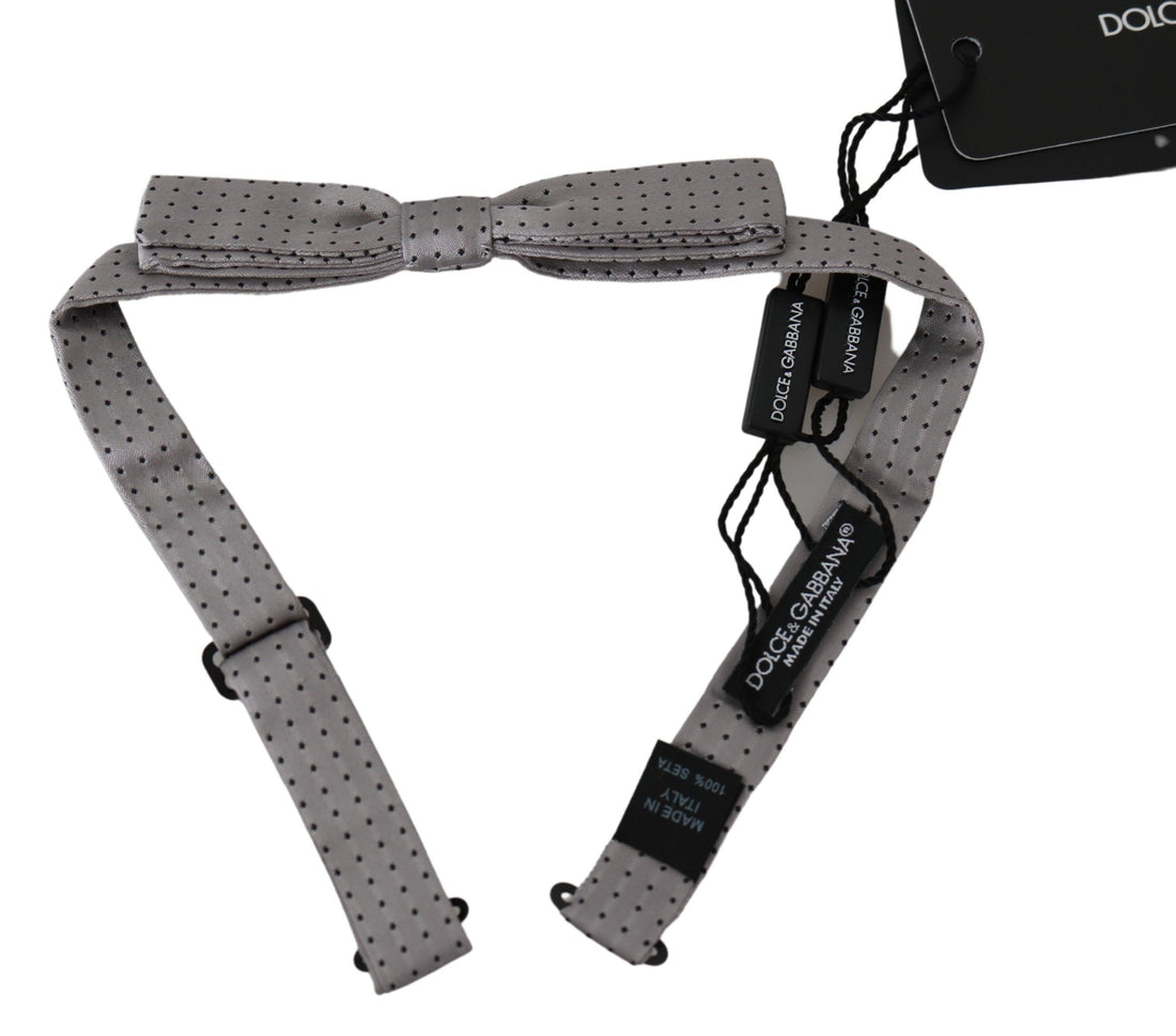 Dolce &amp; Gabbana Gray Polka Dot Mens Necktie Papillon Bow Tie
