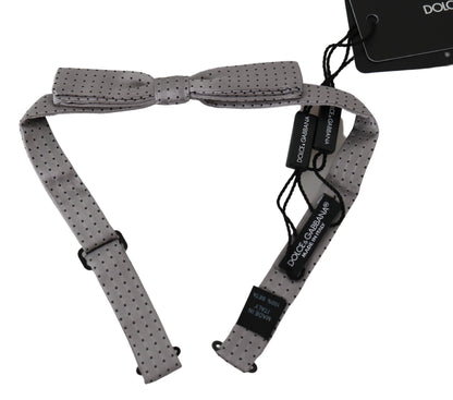 Dolce &amp; Gabbana Gray Polka Dot Mens Necktie Papillon Bow Tie