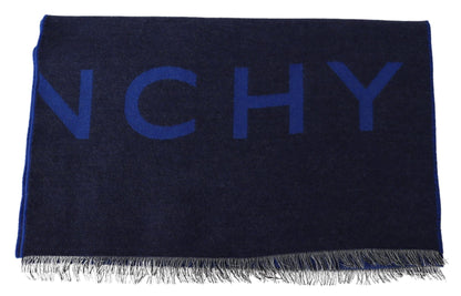 Givenchy Blue Wool Unisex Winter Warm  Scarf Wrap Shawl