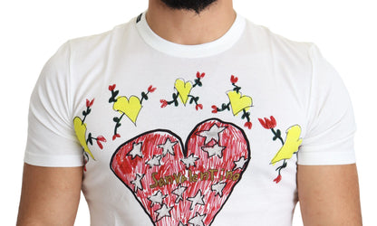 Dolce &amp;amp; Gabbana Vit Valentine-tryckt bomulls-t-shirt för män