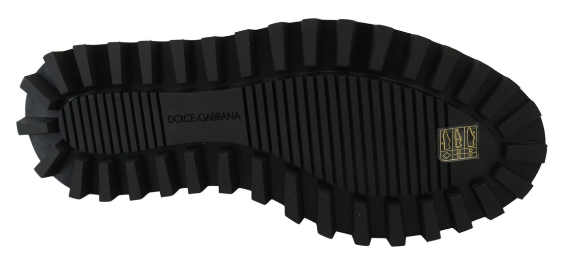 Dolce &amp;amp; Gabbana Svarta Gummiböjda Kalvskinns-Derby Vulcano-skor