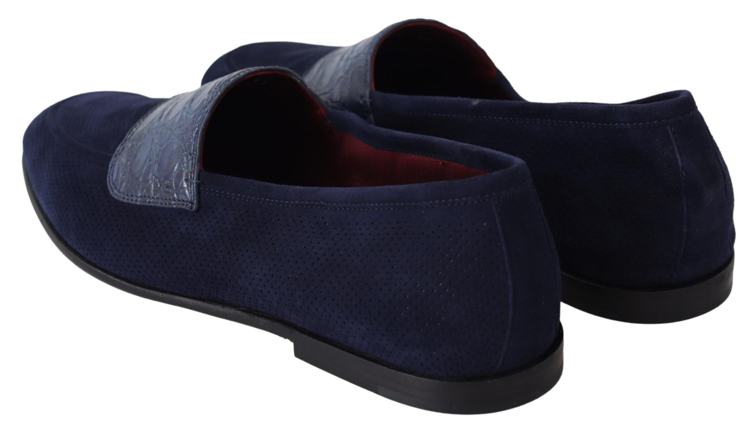 Dolce &amp;amp; Gabbana Blå Mocka Caiman Loafers Tofflor Skor