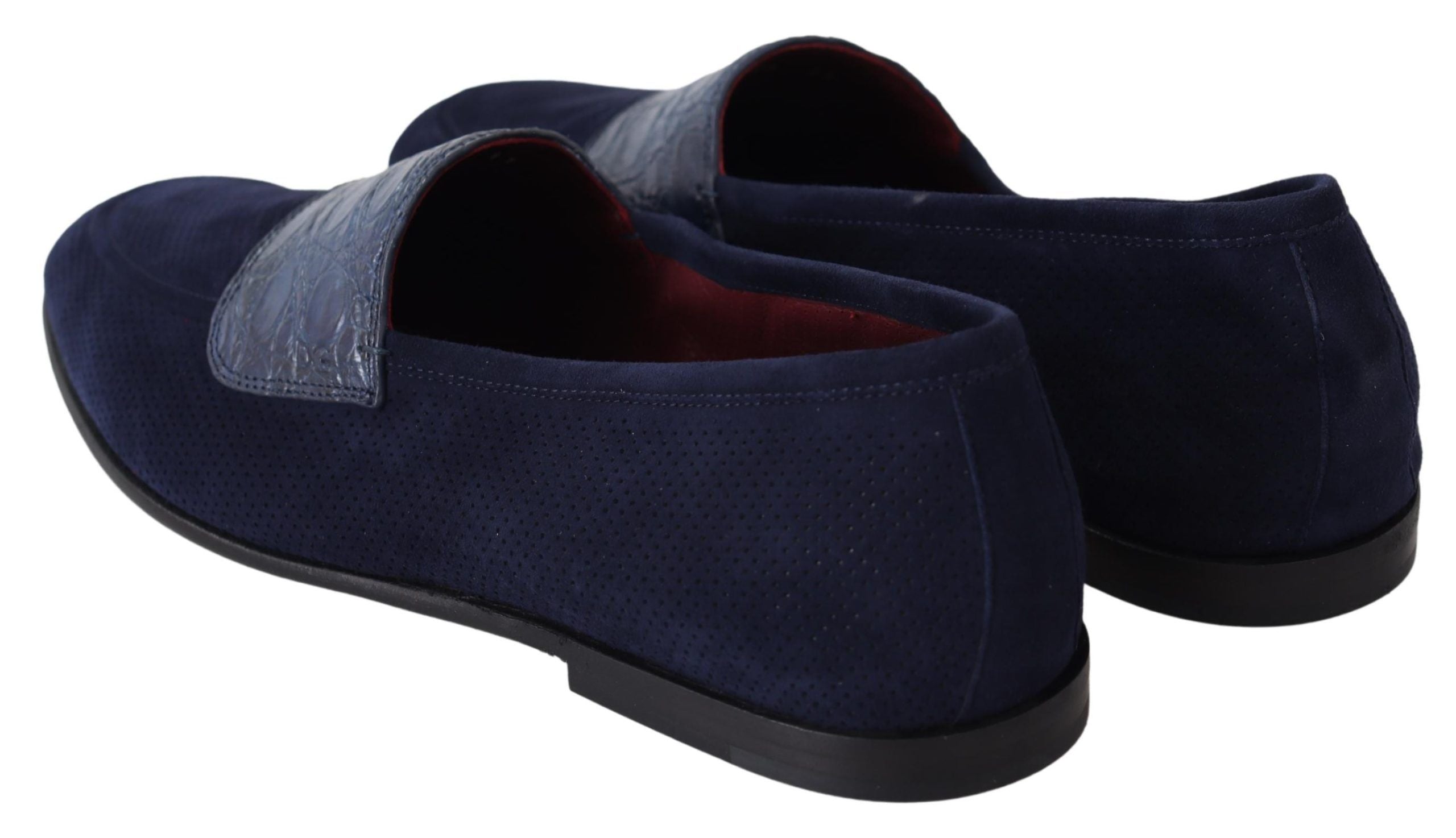 Dolce &amp;amp; Gabbana Blå Mocka Caiman Loafers Tofflor Skor