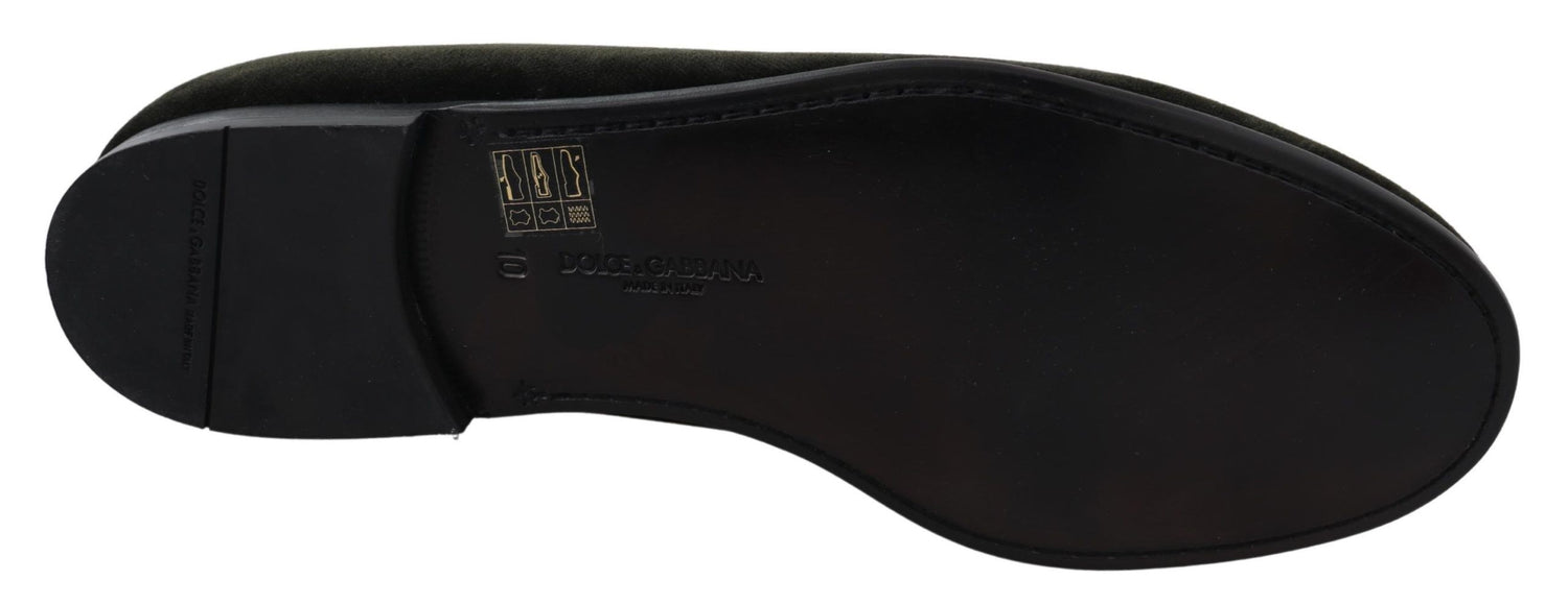 Dolce &amp;amp; Gabbana Gröna Sammets Slip On Herrloafers