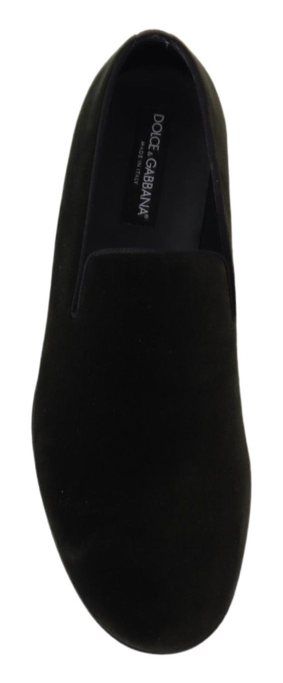 Dolce &amp;amp; Gabbana Gröna Sammets Slip On Herrloafers