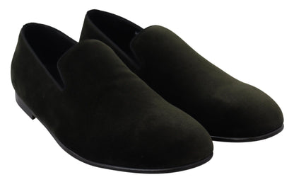 Dolce &amp;amp; Gabbana Gröna Sammets Slip On Herrloafers