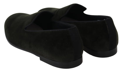 Dolce &amp;amp; Gabbana Gröna Sammets Slip On Herrloafers