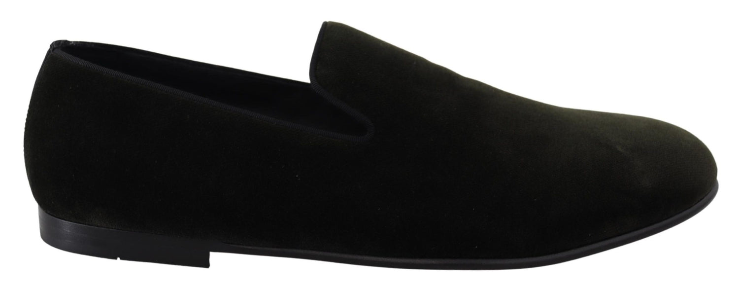 Dolce &amp;amp; Gabbana Gröna Sammets Slip On Herrloafers